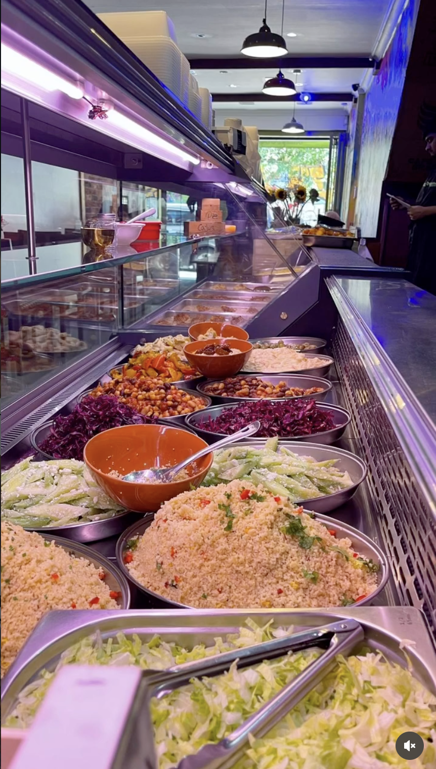 The fresh salad counter at Olives and Oregano